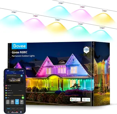 Govee Permanent Outdoor Lights, Smart RGBIC Outdoor Lights with 72 Scene Modes, 150ft with 108 LED E