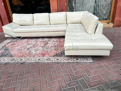 High-quality Rochee bobies real Leather L Shape Sofa Beige Excellent Condition