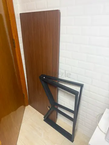 Wooden Table Top with Metal Folding Legs - Good Condition