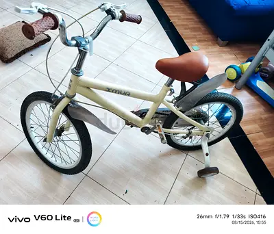 Kids 16-inch Cream Bicycle with Training Wheels and Mudguards دراجة 16 إنش للبيع