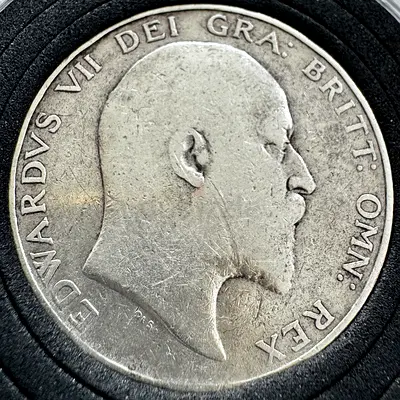SILVER 1902 BRITISH HALF CROWN (old antique coins)