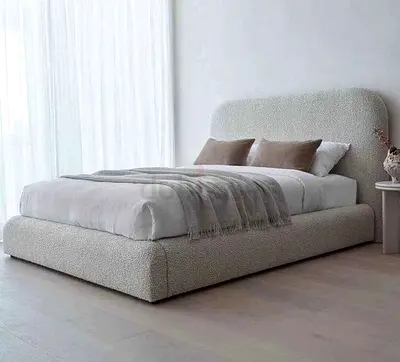 Super King Size Boucle Fabric Fully Customisable Bedframe,Hydraulic Optional