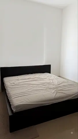 IKEA King size wooden bed frame with headboard - dark brown with slated base with invisible scratch