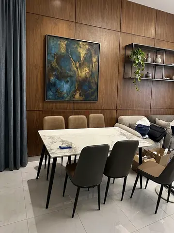 Marble Top Dining Table with 6 Chairs
