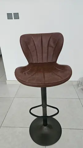 4 pieces of Modern Brown Faux Leather Swivel Bar Stool