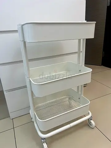 White 3-Tier Rolling Storage Cart on Wheels