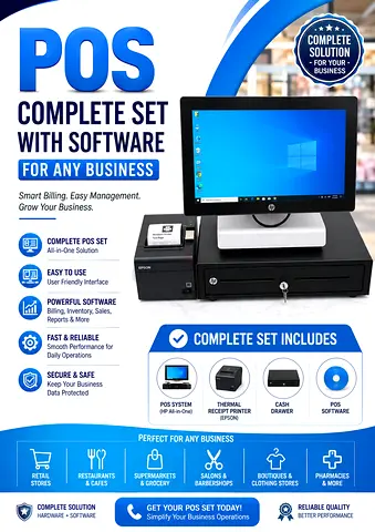 Complete POS System Bundle with Software, Thermal Printer, Cash Drawer - Ready to Use