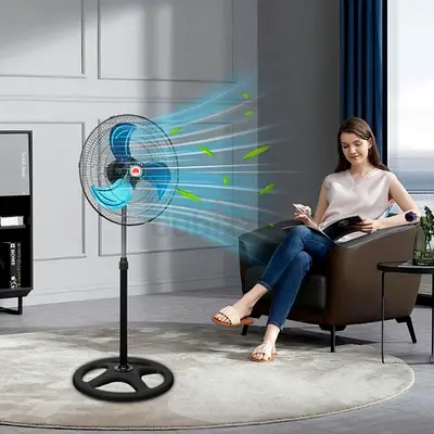 Standing Pedestal Fan - Adjustable Height, Oscillating Cooling Fan