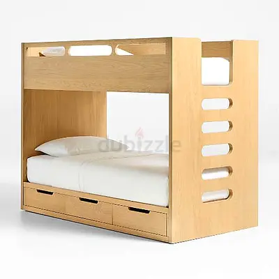 Solid Wood Bunk Bed with Underbed Storage - Natural Finish