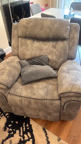 Comfortable single recliner armchair in grey microfiber