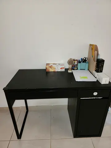 Simple Black Office Desk with Drawer - Good Condition
