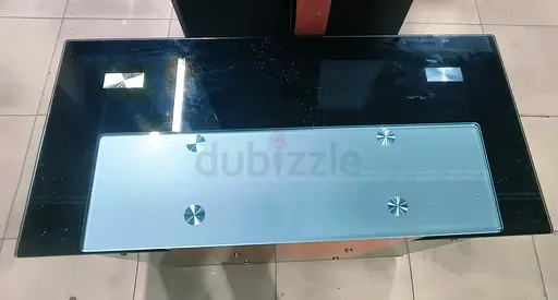 Glass Top Console Table with Frosted Shelf - Good Condition