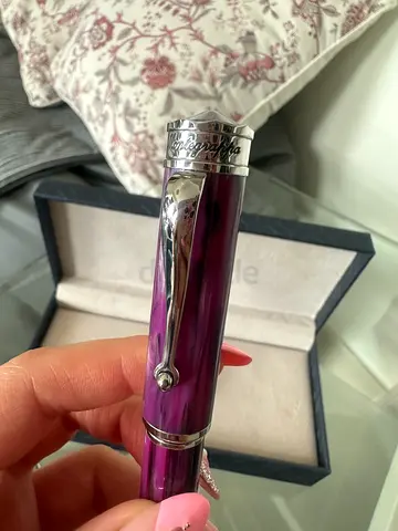 Montegrappa Piccola Purple Ballpoint Pen –  Purple Fountain Pen with Silver Trim (Collector's Item)