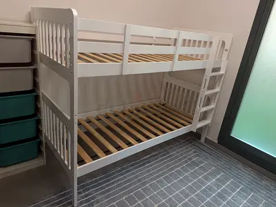 White Wooden Bunk Bed for Kids