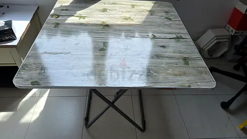 Folding Square Table with Decorative Wood Print Top