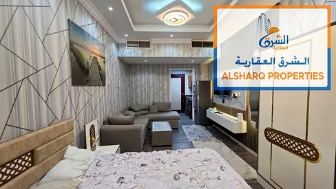 Fully furnished studio in Garden City, panoramic view, balcony and parking, AED 24K yearly.