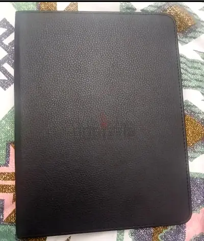 Black leather folio tablet case — good condition