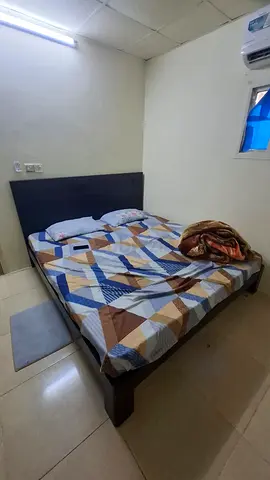 Wood Double 2Beds with Headboard, mattress, 2 cupboards, dressing table, wardrobe - Good Condition