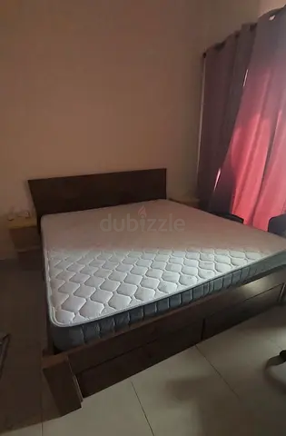 Wooden Queen Bed Frame with Storage Drawers (Includes Mattress)