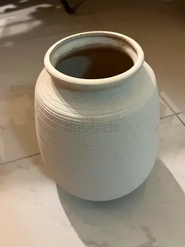 Ceramic Decorative Vase / Pot - Neutral White / 18x18x20