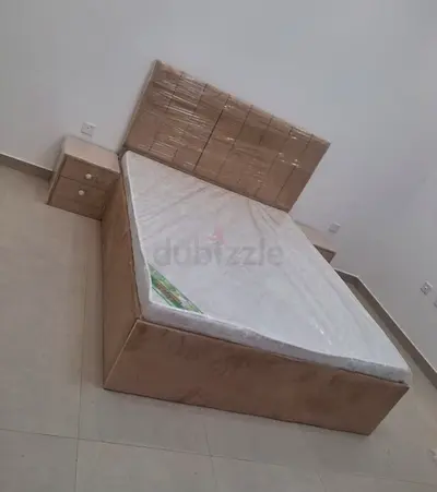 Brand new King size bed frame with mattress and 2 bedside tables