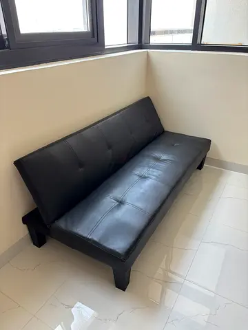 Modern Black Leatherette Sofa Bed