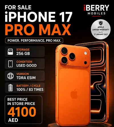 iPhone 17 Pro Max 256GB (Orange) — Used Good, TDRA eSIM, Battery 100%