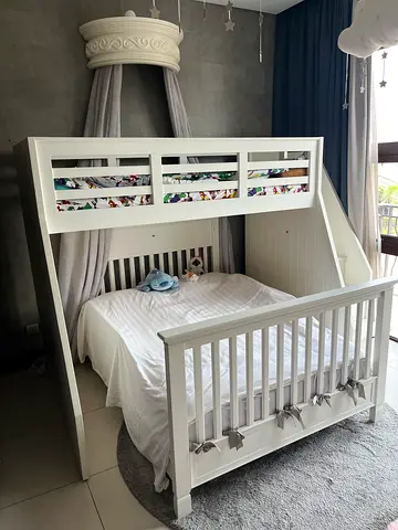 Kids’ Bunk Bed with Princess Canopy – White