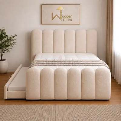 Modern Upholstered Bed with Pull Out Trundle