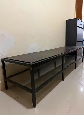 IKEA Long black metal & glass bench and Home box shoe rack