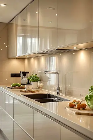 Modern custom made gloss laminated kitchen cabinets and countertop - New kitchen cabinets