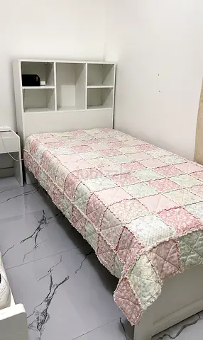 Single Bed with Built-in Headboard Shelves - White, Good Condition