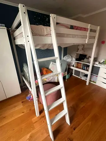 Ikea White Wooden Loft Bed with Ladder - Good Condition with free home delivery
