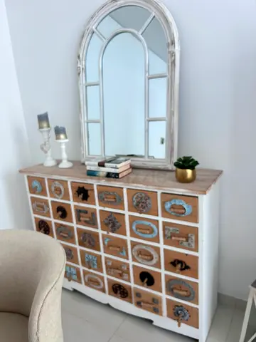 Rustic Multi-Drawer Sideboard / Console with Decorative Handles 94x153x36 cm