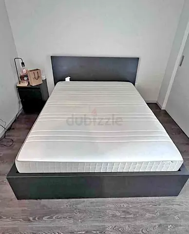 IKEA Malam queen size 160×200cm bed frame with 2 big storage drawers underneath and IKEA mattress