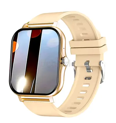 Beige Smartwatch with Square Display - Unisex Fitness Watch