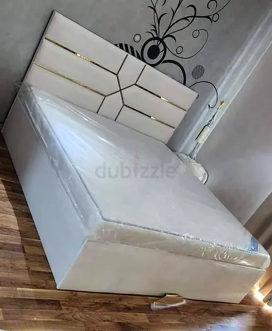 Queen size upholstered bed with storage, beige velvet headboard