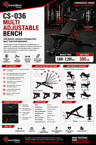 PowerMax fitness CS-036 Multi Adjustable Bench