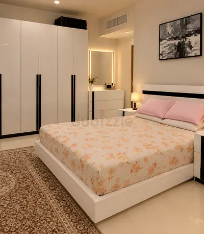 Modern White Bedroom Set with Wardrobe and Dresser