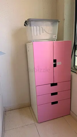 IKEA Pink and White Storage Cabinet with Drawers - Good Condition