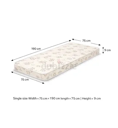 Single Size Foam Mattress 75x190x9 cm - Light Floral Cover