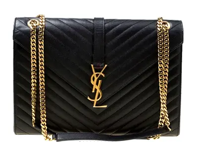 YSL, SAINT LAURENT ENVELOPE LARGE BAG IN MATELASSÉ LEATHER