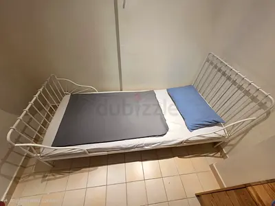 Ikea Minnen Extendable Single Bed Frame, Slates, and Mattress