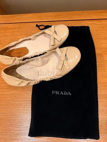 Original Prada Beige Ballet Flats – Size 38 with Dust Bag – One Heel Pad Missing