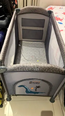 Portable Baby Playpen / Travel Cot - Light Grey, Good Condition