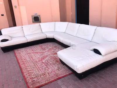 Excellent Natuzzi Italian U shape sofa pure leather