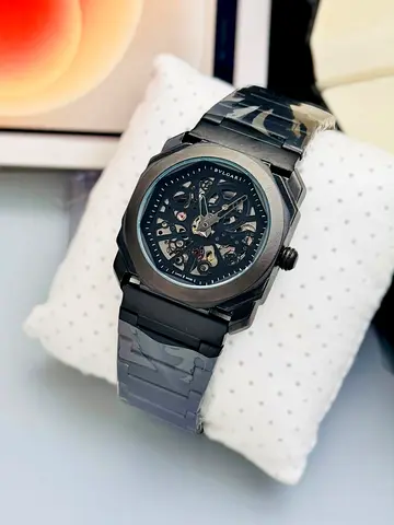 Bvlgari-style Black Skeleton Men's Watch - Automatic Look