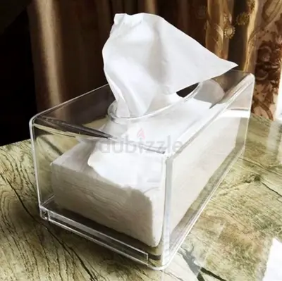 Clear Acrylic Rectangular Tissue Box x2