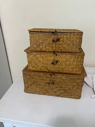 Handwoven Wicker 3-Drawer Storage Chest / Basket Organizer
