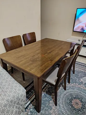 Great Deal! Elegant Wooden Dining Table Set for Only 200 AED! 🔥